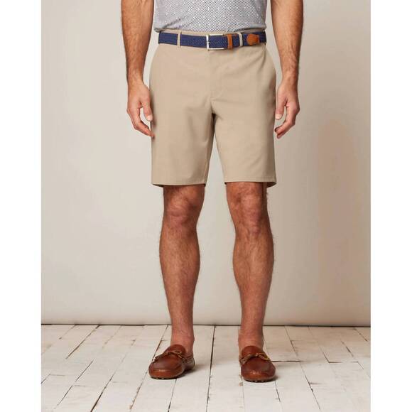 NEW JOHNNIE-O men's mulligan performance woven shorts in light khaki